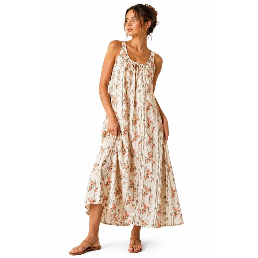 Domi Floral Organic Cotton Midi Dress Medium Cottagecore Boho NWT
